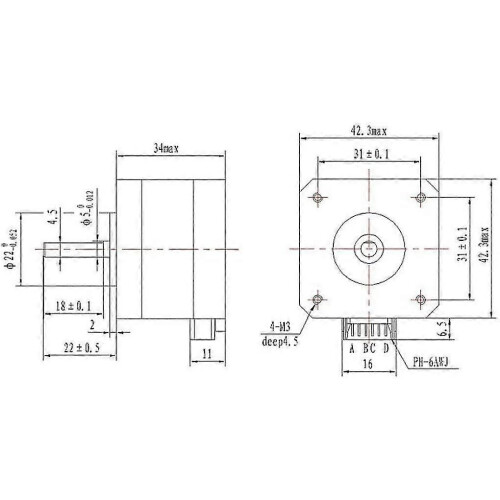 (152)Printer Stepper Motor 17 3d Printer Two Phase 4 Wire Stepper Motor For 1.8deg 17hd34008-22b Medium 1