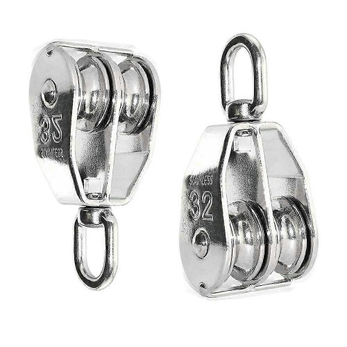 (1250)Polea de acero inoxidable, polea doble M32, polea giratoria 304 1