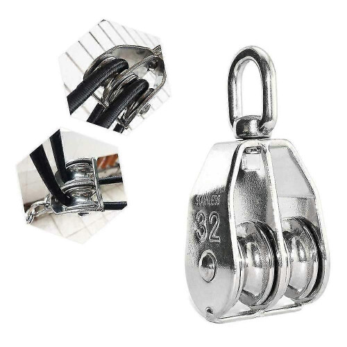 (1250)Polea de acero inoxidable, polea doble M32, polea giratoria 304