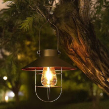 (1275) Riippuva aurinkokennolyhty koukulla, vintage-led-aurinkokennovalo lämpimällä valkoisella valolla,