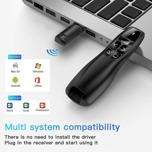 (217)R400 Wireless Presentation Remote, 2.4 Ghz, Usb-receiver, Red Laser Pointer, 15-meter Operating 2