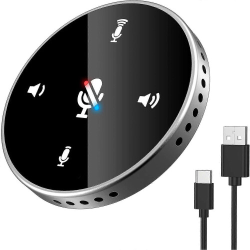 (1312) USB-computermicrofoon met luidspreker, omnidirectionele microfoon met 360 graden stemopname,