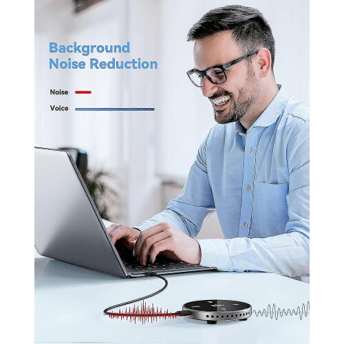(1312) USB-computermicrofoon met luidspreker, omnidirectionele microfoon met 360 graden stemopname, 2