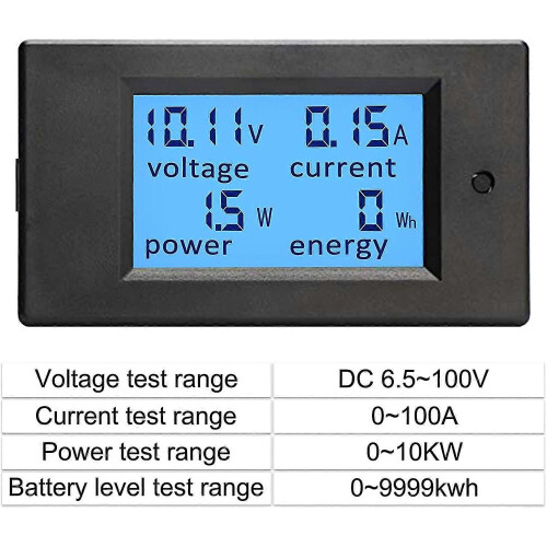 (250) Alg DC-vermogensmeter, 6,5-100 V 100 A digitale multimeter, LCD-scherm, spanning, stroom, energiemonitor