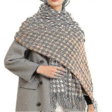 (830) Bufanda/chal de invierno para mujer Hmwy, imitación pata de gallo, cachemir, cálida