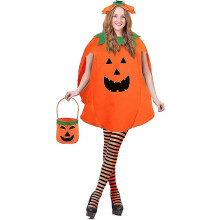 (853) Disfraz de calabaza de Halloween de 4 piezas para adulto, incluye gorro y sombrero de calabaza.