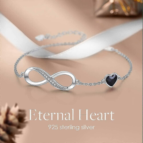 Pulsera con dije de corazón infinito (954) para mujer, plata de ley 925. 2
