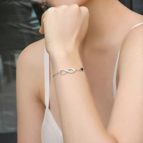 Pulsera con dije de corazón infinito (954) para mujer, plata de ley 925. 1