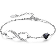 (954)Bracciale con ciondolo a forma di cuore infinito per donna in argento sterling 925