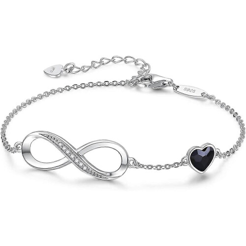 Pulsera con dije de corazón infinito (954) para mujer, plata de ley 925.