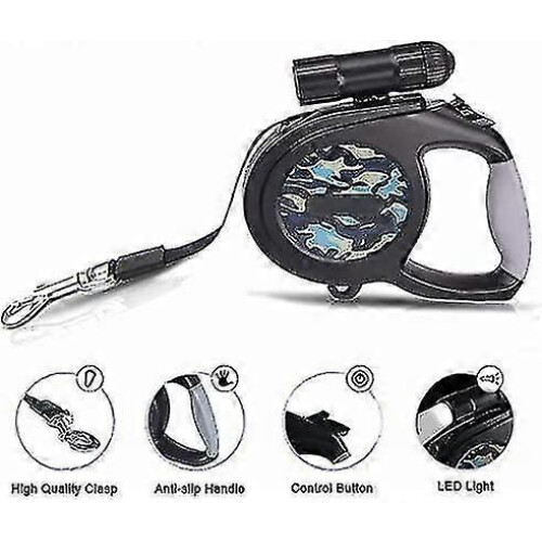 (1314) Correa retráctil para perros de 8 m con luz LED, automática y adecuada 1