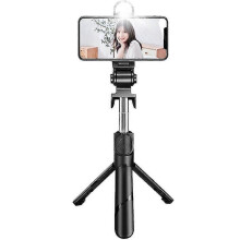 (116) Selfiekeppijalusta kaukosäätimellä ja LED-valolla, jatkettava selfiekeppi...