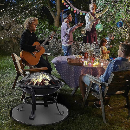 (1596)Silicone Fireproof Fire Pit Mat, Fire Pit High Temp Mat With Storage Bag, Deck Defender, Under 2