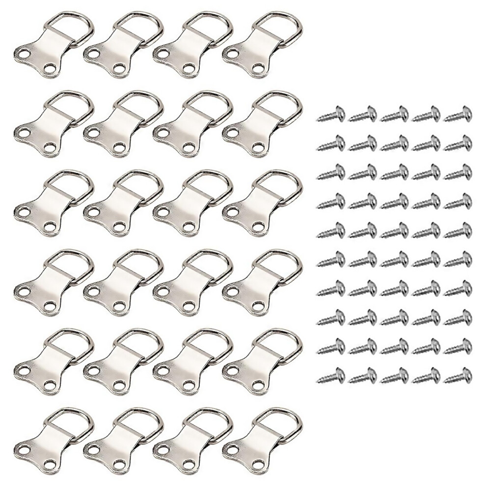 For 25 Pcs Dring Hanging Hooks Double Hole Hangers With Screws Silver
