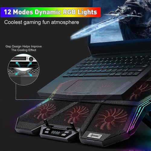 (522) Base di raffreddamento per laptop RGB con 12 modalità - Raffreddatore per laptop da gioco con 2