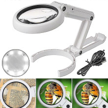 (632) 8 Led-lampjes vergrootglas met standaardklem