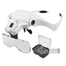 (655) Vergrootglazen met 2 led-lampjes, vergrootglazen voor headset met handsfreefunctie voor