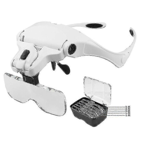 (655) Lupa con 2 luces LED, lupa frontal manos libres para auriculares.