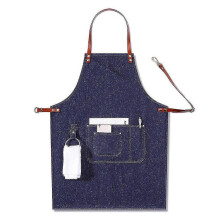 (1924)Grembiule da cuoco in denim blu per uomo professionale per cucinare al barbecue, resistente all'acqua