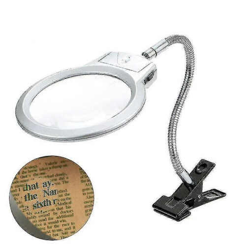 (752) Bureauvergrootglas Vergrootglas Metalen slang Led-lamp met klem 1