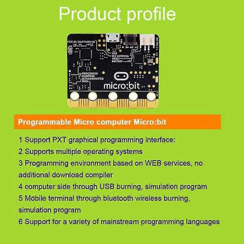 (2001) Kit BBC Microbit Go T: placa de programación BBC con estuche protector + batería 1