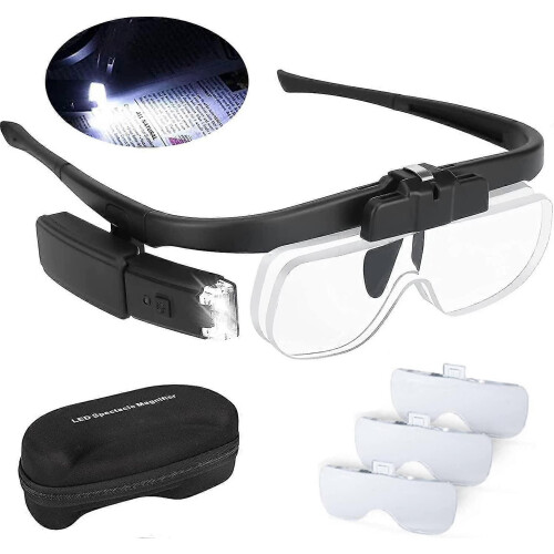 (889) Loupe éclairante LED à 2 lumières, loupe frontale pour une lecture de précision.