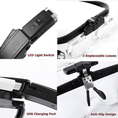 (889) Loupe éclairante LED à 2 lumières, loupe frontale pour une lecture de précision. 2