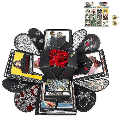 (973)Creative Black Explosion Box,diy Photo Album Surprise Box 1