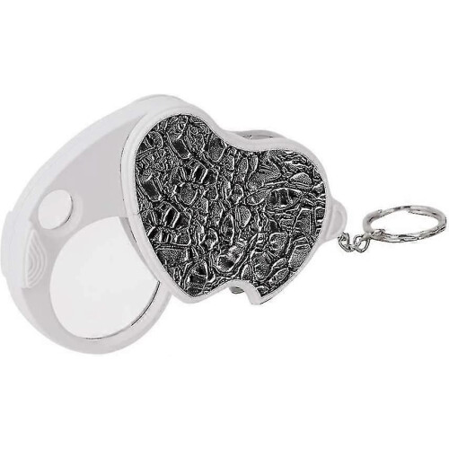 (1123) Bärbart mini-vikbart LED-förstoringsglas med nyckelring (silver) 2