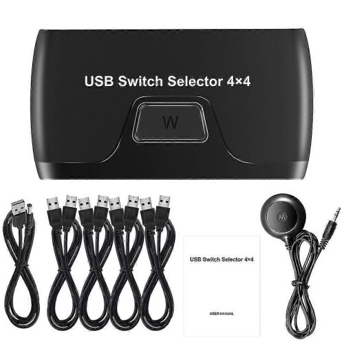 (1661)Usb Kvm Switch Selector Usb Switcher With Extender 4 Computers Share 4 Usb Hub Ports For Keyboard