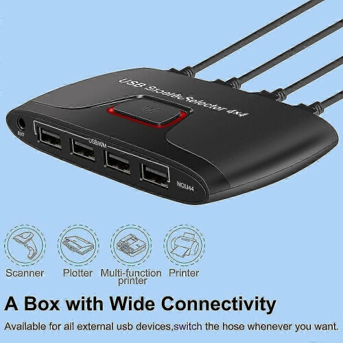 (1661)Usb Kvm Switch Selector Usb Switcher With Extender 4 Computers Share 4 Usb Hub Ports For Keyboard 1