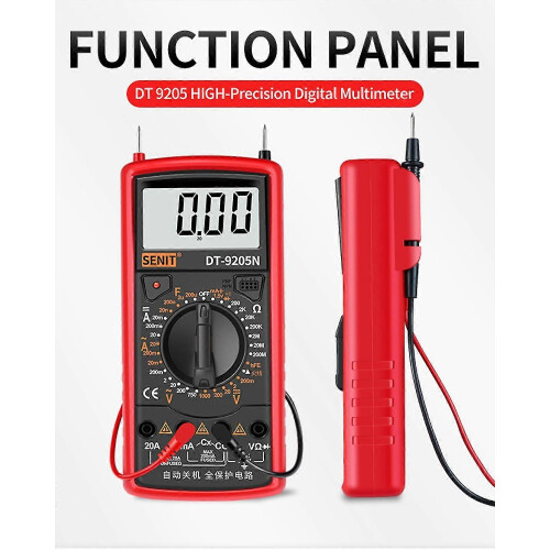 (681) Industriële tool Dt-9205n digitale multimeter AC/DC transistor spanning, weerstand HFE tester