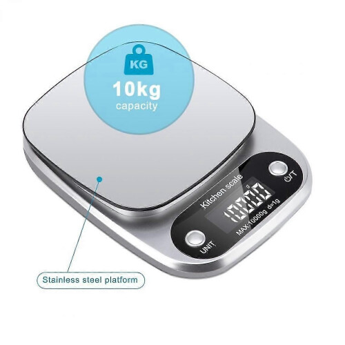 (985) LCD digitalvåg för matbalansering, viktmätning. (silver) 2