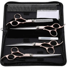 (2202)7inch 4PCS Pet Hair Cutting Scissors Professional Pet Grooming Hairdressing Shear Scissors Set