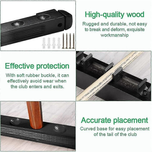 (2260) Supporto per stecche da biliardo a 6 vie, supporto per stecche da biliardo in legno, montaggio 1