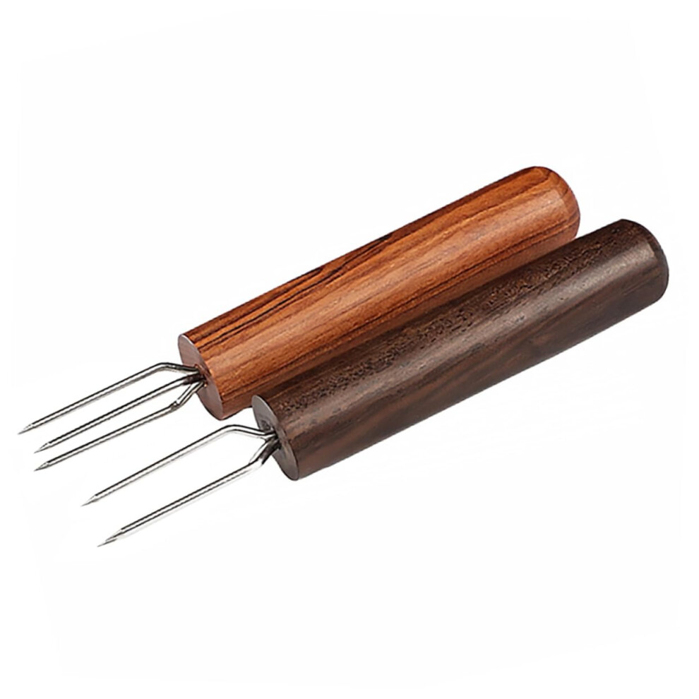 Moxibustion Extension Fork Set of 2 with Wooden Handle for Acupuncture Mugwort Holder, Home Moxibustion Therapy
