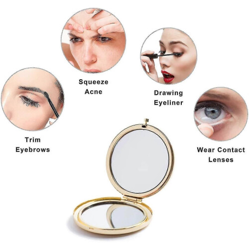 (1561)Magnifying Compact Mirror For Purses ,folding Mini Pocket Double Sided Travel Makeup Mirror,perfect 2