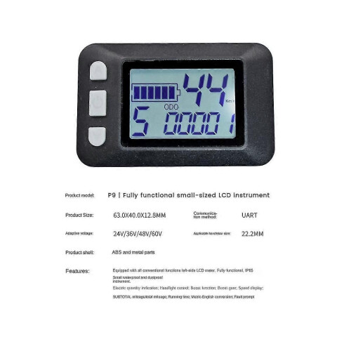 (328) P9 LCD-scherm Dashboardmeter LCD-scherm + 36v 350w sinusgolfcontroller Elektrische fietsmeter 1