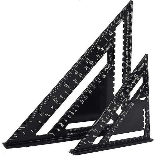 (2045) Escuadra de carpintero multifuncional de 18 cm y 30 cm, regla triangular de aluminio con guía