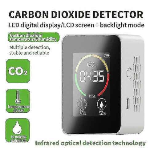 (Black45306)1mor Indoor CO2-sensor CO2-meter Digitale luchtdetector Intelligente luchtkwaliteitsanalysator