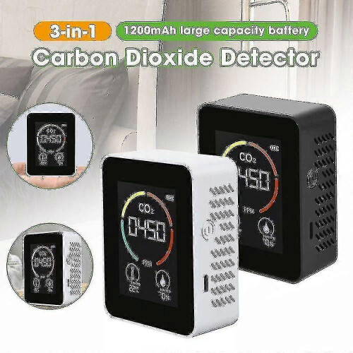 (White45305)1mor Indoor CO2-sensor CO2-meter Digitale luchtdetector Intelligente luchtkwaliteitsanalysator 1