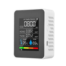 (2345576)5 en 1 Probador de formaldehído, HCHO y TVOC Monitor de calidad del aire Detector de CO2 interior
