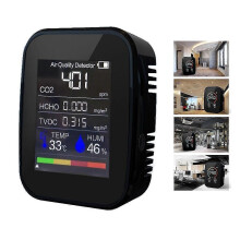 (Vijf-in-één versie - Zwart45582) Infrarood kooldioxidemonitor met sterke kern, groot display, multifunctioneel