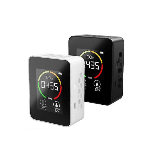 (white45621) Mini compteur de CO2 rechargeable, moniteur intelligent de qualité de l'air, écran LCD, 2