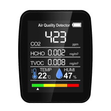 (2545627) Medidor digital de calidad del aire con sensor de CO2 y dióxido de carbono (5 en 1) y temperatura.