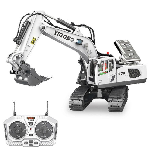 (graygreen45666)2023 Nouvelle version améliorée des jouets de construction télécommandés : pelleteuse, 1