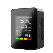 (black45629) Medidor de CO2 multifuncional 5 en 1 con sensor digital de temperatura y humedad para evaluar