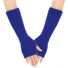 (Azul brillante 2079) Guantes largos de lana para oto?o e invierno, unisex, con mangas simuladas y medio