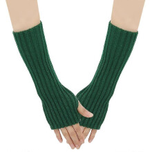 (Verde oscuro 1781) Guantes largos de lana para oto?o e invierno, unisex, con mangas simuladas y medio
