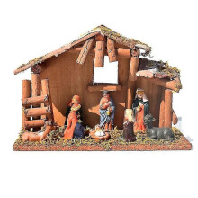 (A220) Jouluinen miniatyyri seimihahmo koristelu Jeesus-vauvan pinnasängyn patsaat hartsikäsityöt koriste